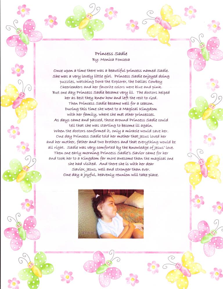 Original Princess Sadie story and butterfly artwork by Monica Fonseca